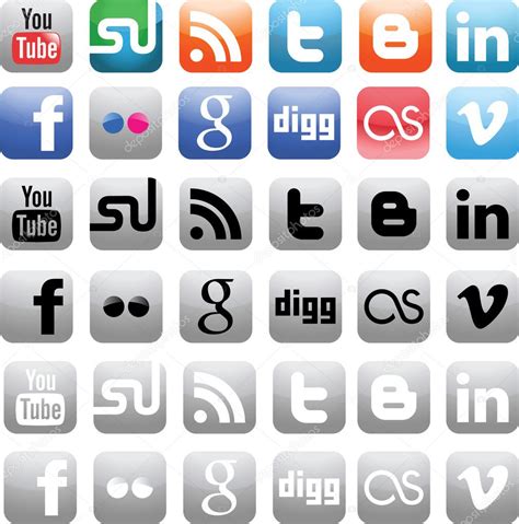 Iconos De Redes Sociales — Vector De Stock © Bogna 5194362
