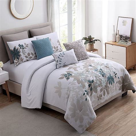 Pacific Coast Alana 8 Piece Comforter Set In Tealwhite