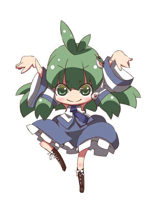 safebooru cross laced footwear detached sleeves frog hair ornament green eyes green hair hair