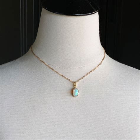 Real Opal Necklace Gold Opal Necklace Dainty Gold Necklace Etsy