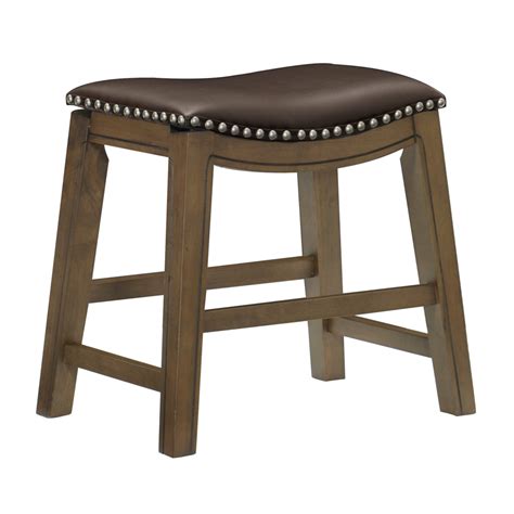 Homelegance 18 Inch Dining Height Wooden Bar Stool Saddle Seat Barstool