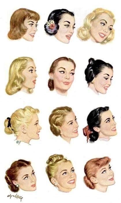 1950s Hairstyle Illustrations My Favourite One Is The Bottom Left One