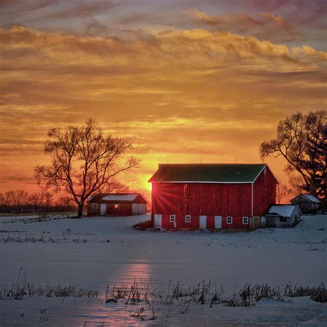 Farm Barn Sunset Se Of Stoughton Photograph By Peter Herman Pixels