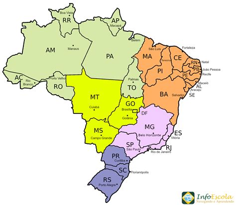 Capitais Do Brasil Capitais Dos Estados Brasileiros Mapa E Informações Infoescola