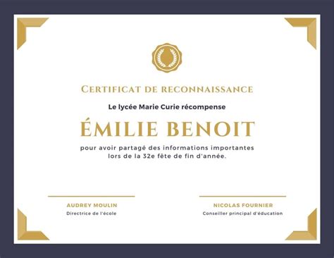Certificats De Mérite Les Plus Beaux Modèles Du Web Canva