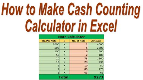 How To Make Cash Counting Calculator In Excel Youtube