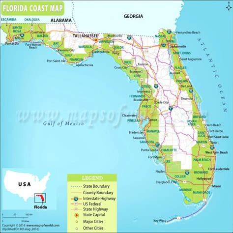 Map Of Florida Beaches Gulf Side Free Printable Maps