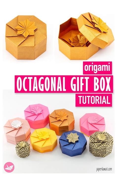 Octagonal Origami Gift Box Tutorial Origami Box Tutorial Origami Gifts Origami Gift Box