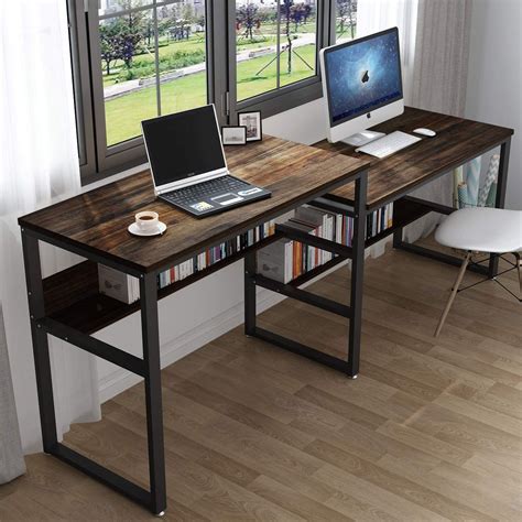 Tribesigns Two Person Computer Desk Rustic Extra Long Two Person Sit
