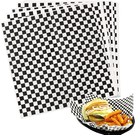 Buy Hslife 100 Sheets Black And White Checkered Dry Waxed Deli Paper