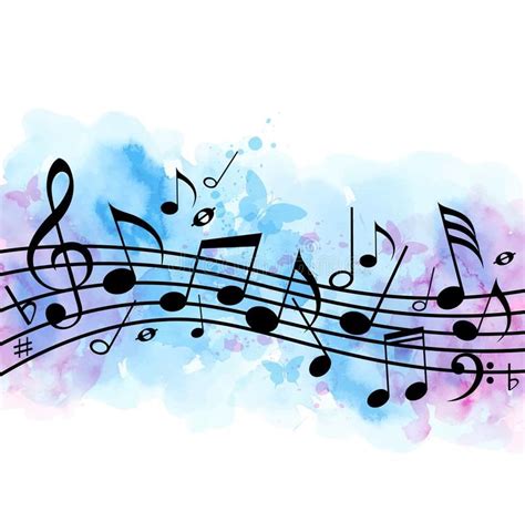 Music Background With Notes And Blue Watercolor Texture Stock Vector