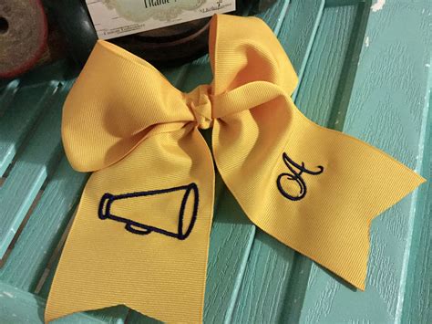 1 Embroidered 7 Cheer Hairbow Personalized Custom Embroidery Hair