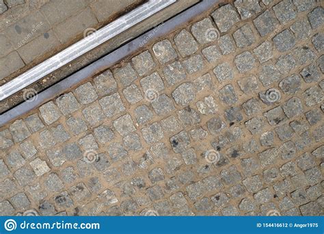Abstract Texture Old Stone Road And Tram Rail Stock Photo Image Of
