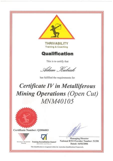 Certificate 4 In Metaliferous Mining Operations Pdf