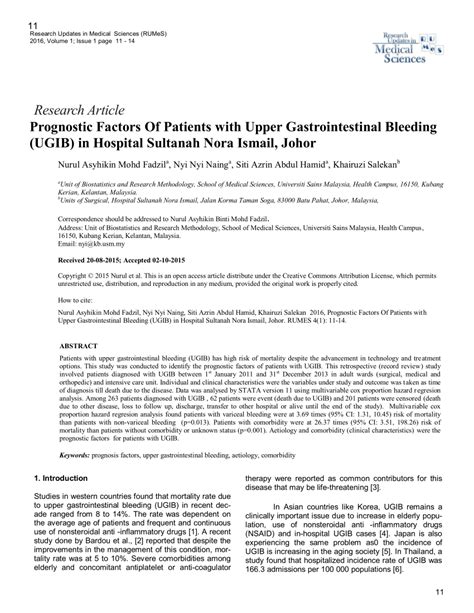 Sultanah nora ismail hastanesi batu pahat hastanesi. (PDF) Prognostic Factors Of Patients with Upper ...