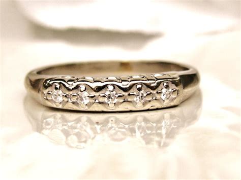Vintage Keepsake Diamond Wedding Ring 14k White Gold Ladies Etsy