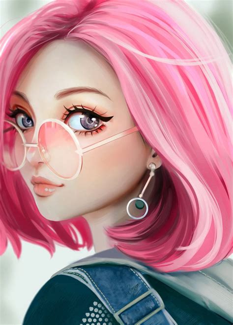 Pink。illustration Artist → Diem Nguyen Anime Art Girl Art Girl