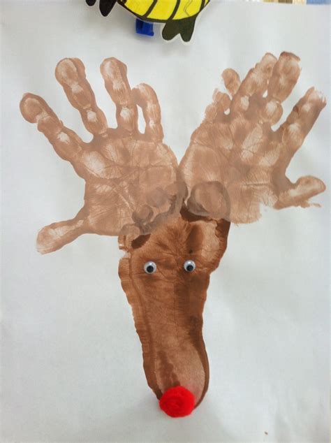 Hand And Foot Print Reindeer Moose Crafts Reindeer School Crafts
