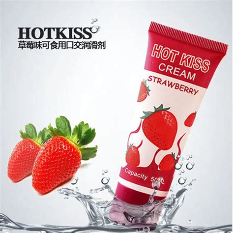 hot love kiss edible fruit oil strawberry flavor cream 50ml body lubricants all sex lube oral
