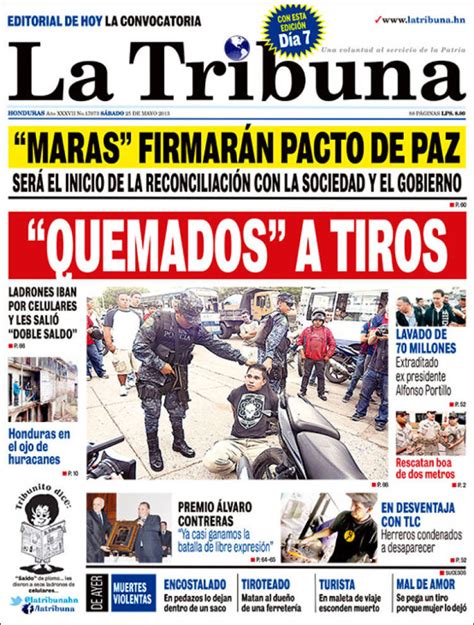 Periódico La Tribuna Honduras Periódicos De Honduras Edición De Sábado 25 De Mayo De 2013