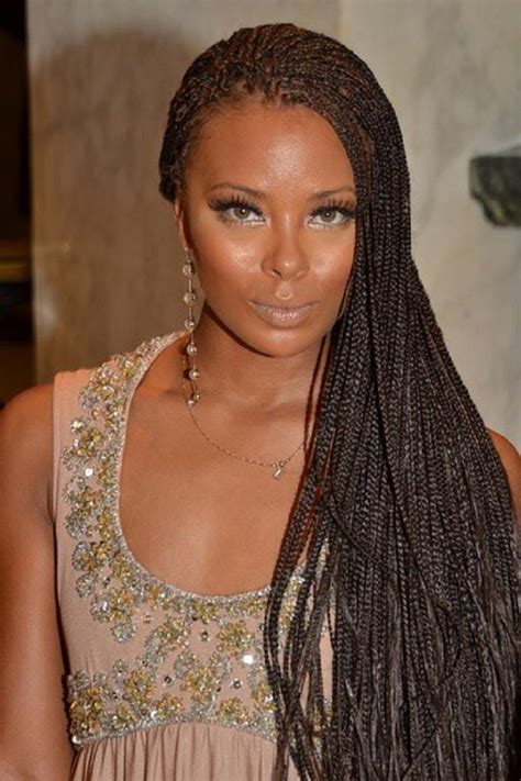 Pop up long micro braid hairstyle with black undertone electrifying allover purple hue for sassy appearance. 65 Best Micro Braids to Change Up Your Style