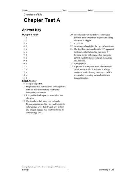 21 Chapter 2 Biology Test Answer Key Toyibakmal