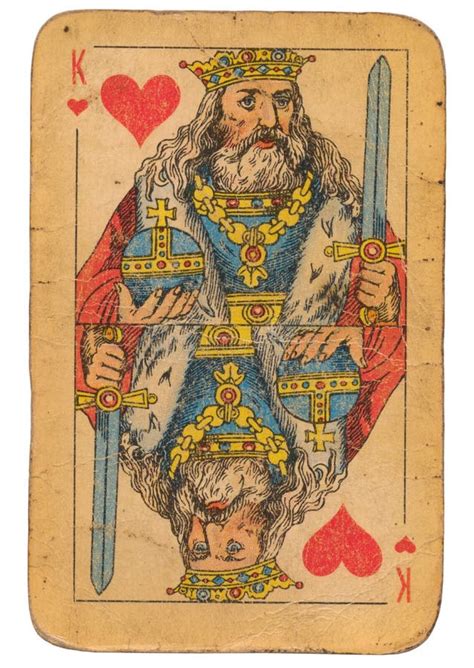King Of Hearts Vintage Playing Card Isolated On White Stock Photo