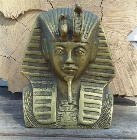 Vintage Brass Egyptian Mummy King Tut Sarcophagus Pharaoh Bookend