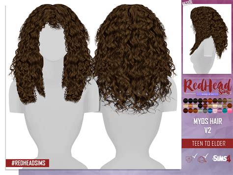 Myos Hair Version 02 Redheadsims Cc Sims 4 Curly Hair Loose
