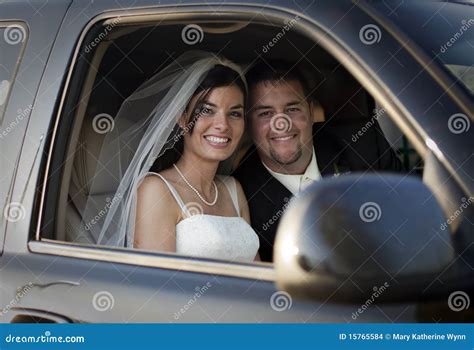 Wedding Couple In Car Stock Photo Image Of Bunch Automobile 15765584