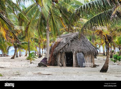 Hut Of The Kuna Indians Tropical Island Chichime Cays San Blas