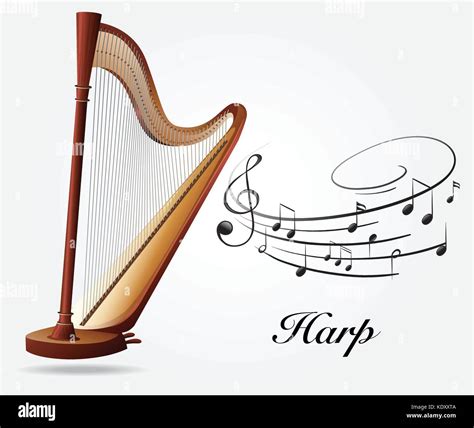 Harp And Music Notes Illustration Stock Vector Art And Illustration