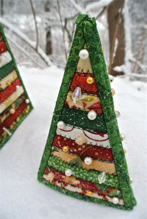 Quilted Christmas Trees Quilted Christmas Ornaments Fabric Christmas