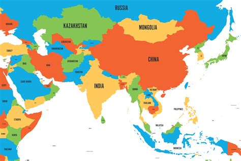 Map Of Asia With Country Names Washington Map State