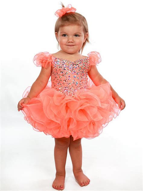 Toddler Glitz Pageant Dresses 2017 With Ruffled Sleeves And Shiny