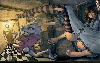 Fantasy Stockings Alice Wonderland Striped Rabbit Wallpaperup