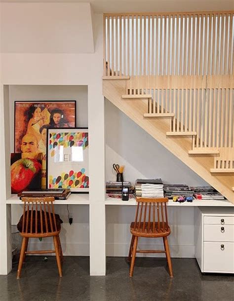 The stairs are one solid concrete form with wood boards placed on top for a polished look. 30 Modern Hallway Under Stairs With Storage Ideas | HomeMydesign