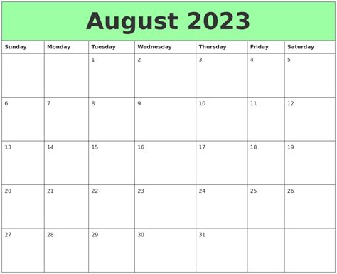 August 2023 Printable Calendars