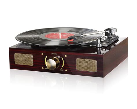 Vinyl Record Player Lugulake Turntable With Stereo Speed Built In Speakers Record Player