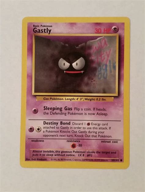 When this pokémon is knocked out, search your deck for up to 2 haunter and put them onto your bench. Original Gastly Pokemon Card for Crafting or by PkmnCardsOnline | Pokemon cards, Old pokemon ...