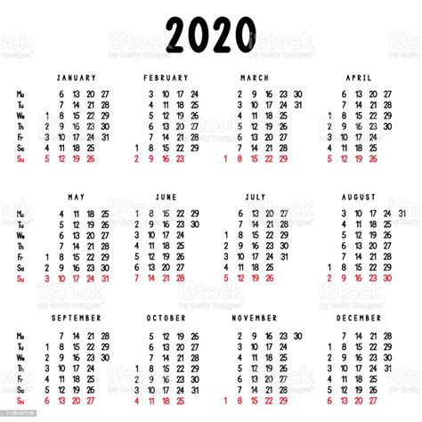 Kalender 2020 Stock Vektor Art Und Mehr Bilder Von 2020 2020 April