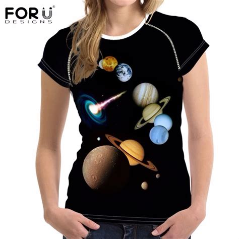 forudesigns 3d galaxy summer t shirts women universe star printing top clothing fashion o neck
