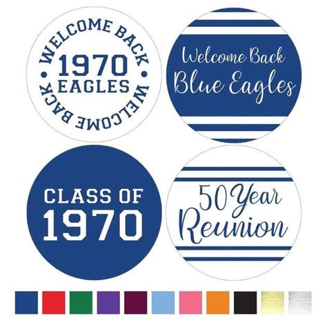 Personalized Class Reunion Party Large Round Labels 40 Ct 11 Color