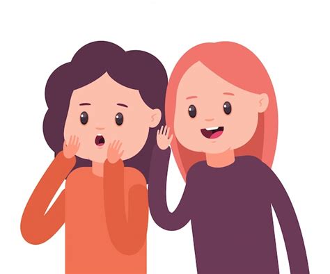 Premium Vector Girls Whisper To Each Other Secrets Vector Cartoon Concept Illustration With
