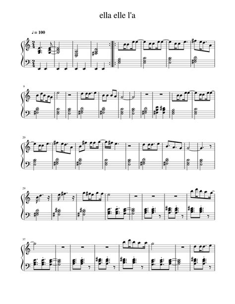 ella elle l'a Sheet music for Piano (Solo) | Musescore.com