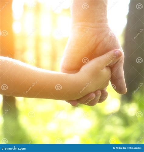 Adult Holding A Childs Hand Close Up Hands Stock Photo Image 48492432