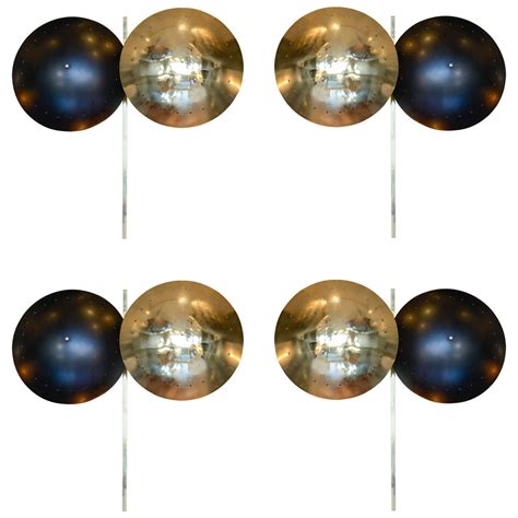 Original Set Of Four Black And Gold Wall Sconces At 1stdibs