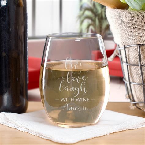 Live Love Laugh Personalized Stemless Wine Glass Tsforyounow