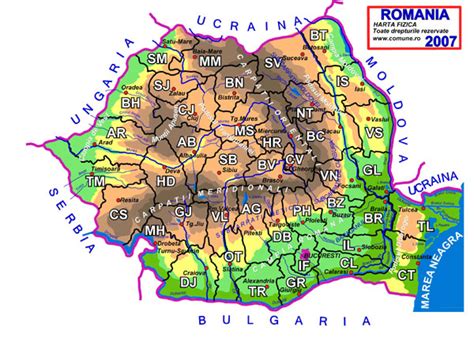 Călătorește independent, cu planet of hotels este simplu!. Romania harta fizica