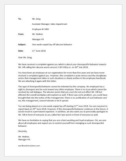 Sample Warning Letter To Employee For Disrespectful Collection Letter Template Collection